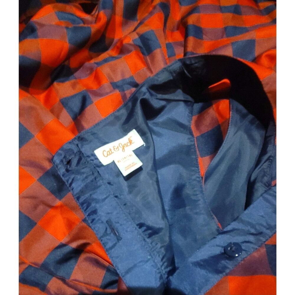 Cat & Jack Girls XL 16/18 Taffeta Holiday Dress Red Navy Blue Plaid Check Tulle - Picture 8 of 8